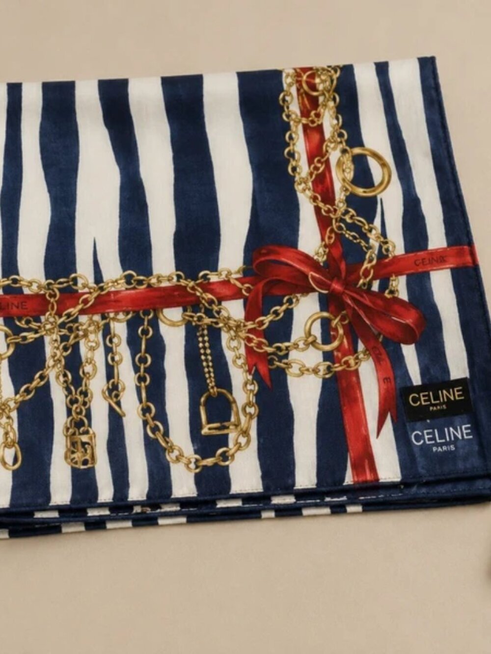 Vintage Céline Zebra Stripe Cotton Scarf